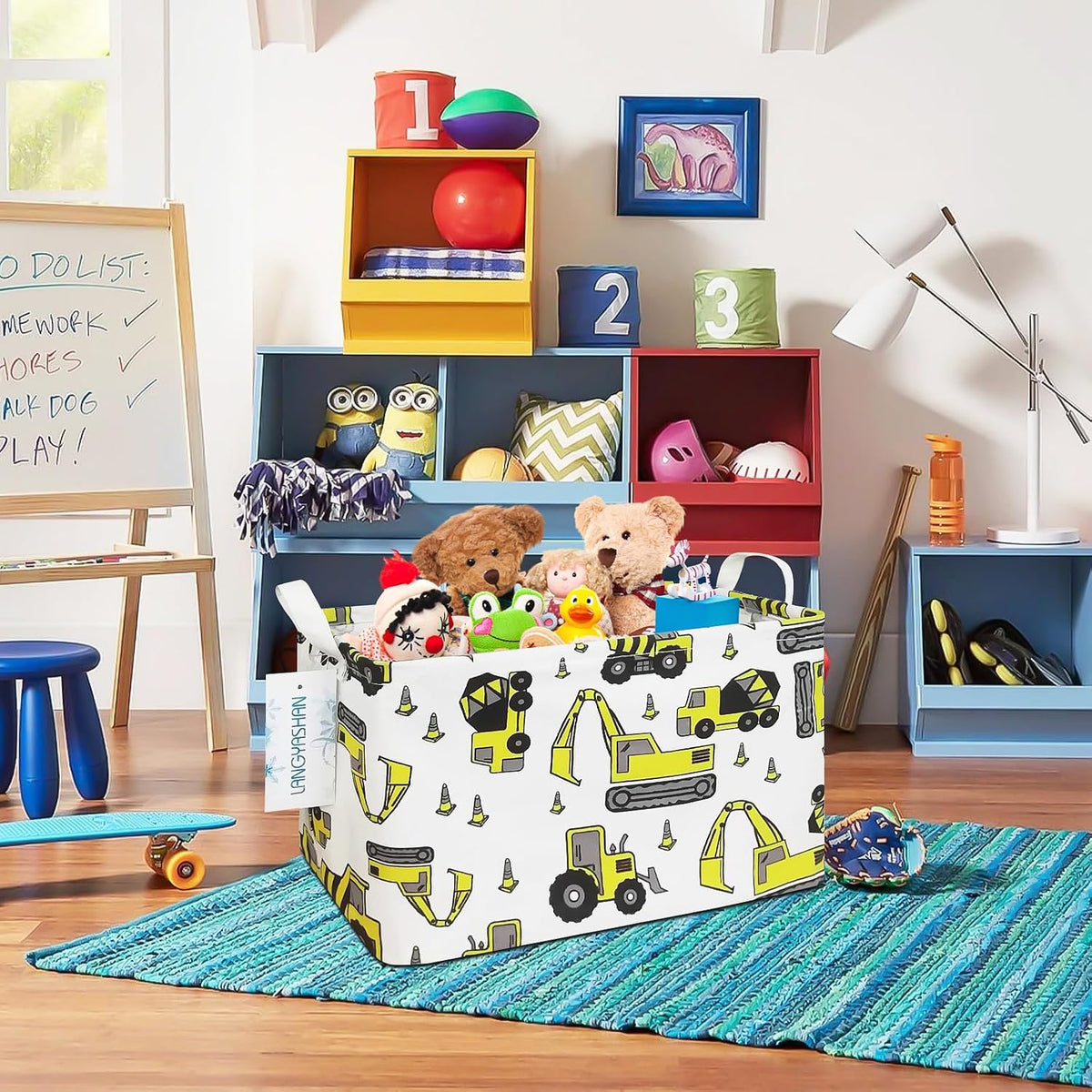 Rectangular Collapsible Boys Racecar Storage Basket Nursery Organizer - Colors A