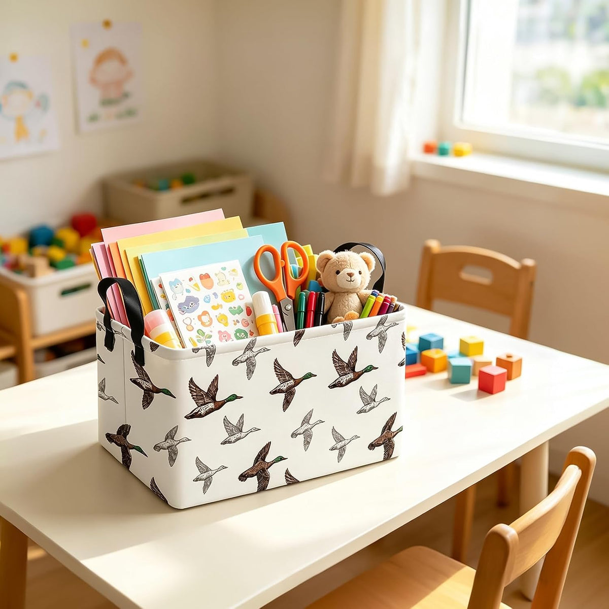 Rectangular Collapsible Boys Racecar Storage Basket Nursery Organizer - Colors A