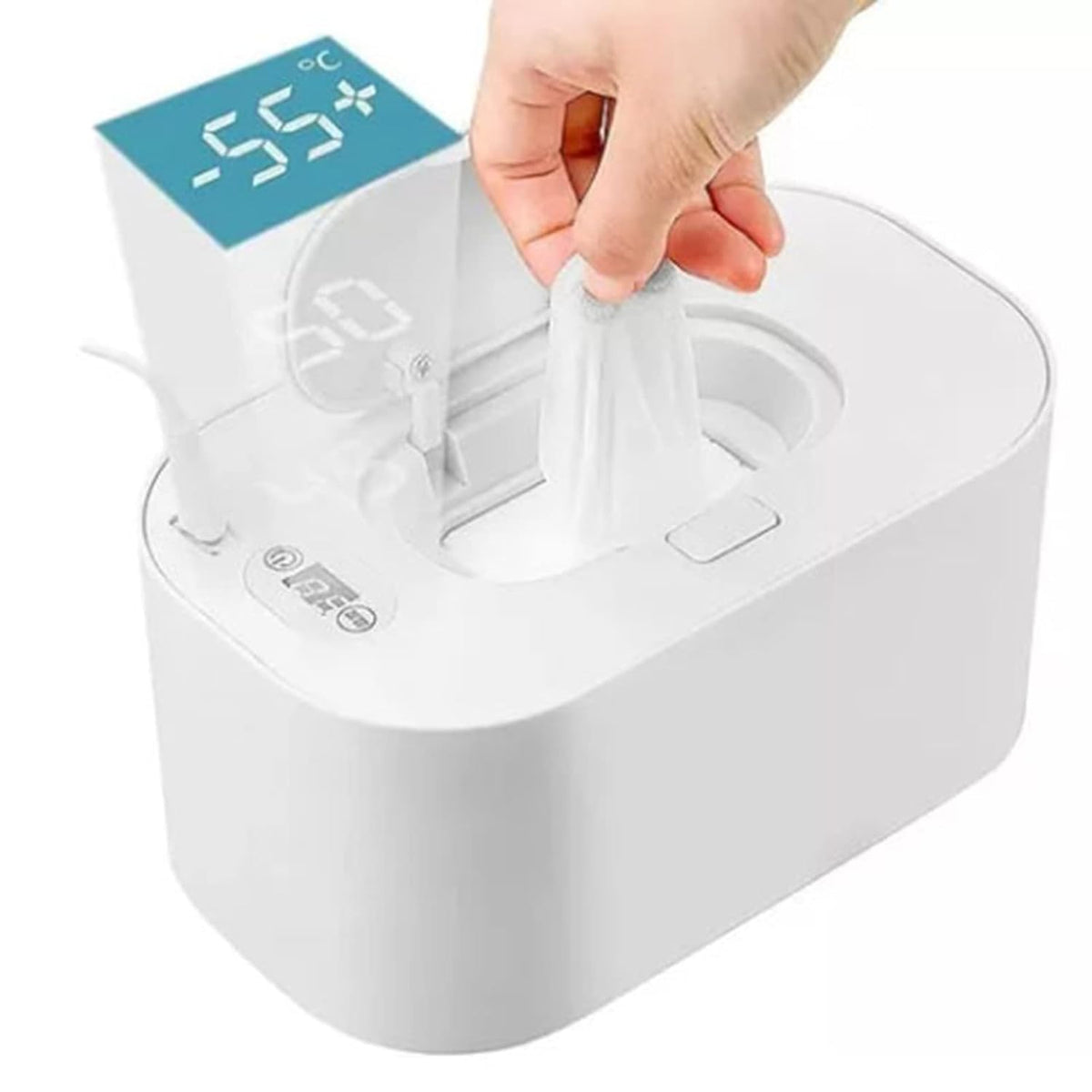 Portable USB Baby Wipe Warmer, Large Capacity Wet Wipes Dispenser with Constant Temperature, Even Heating Diaper Wipe Warmer & Baby Wipe Heater for Home Car Travel (White)