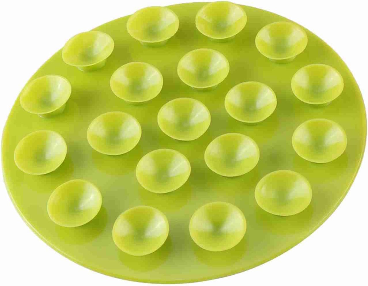 Silicone Baby Placemat with Strong Suction, 19 Suction Cups Anti-Slip Toddler Plate Mat, 4.13 Inch Diameter, Flexible Place Mat for Baby Kids Tableware, Pack of 2, Green
