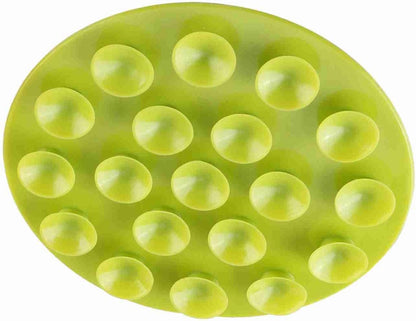 Silicone Baby Placemat with Strong Suction, 19 Suction Cups Anti-Slip Toddler Plate Mat, 4.13 Inch Diameter, Flexible Place Mat for Baby Kids Tableware, Pack of 2, Green
