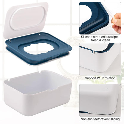 Baby Wipes Dispenser, Wipe Holder for Baby & Adult,Keeps Wet Tissue Fresh, Non-Slip Wipes Case,Easy Open & Close， Flushable Wipe Container with Sealing Design Lid