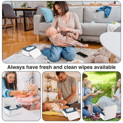 Baby Wipes Dispenser, Wipe Holder for Baby & Adult,Keeps Wet Tissue Fresh, Non-Slip Wipes Case,Easy Open & Close， Flushable Wipe Container with Sealing Design Lid