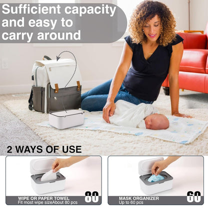 Baby Wipes Dispenser, Wipe Holder for Baby & Adult,Keeps Wet Tissue Fresh, Non-Slip Wipes Case,Easy Open & Close， Flushable Wipe Container with Sealing Design Lid