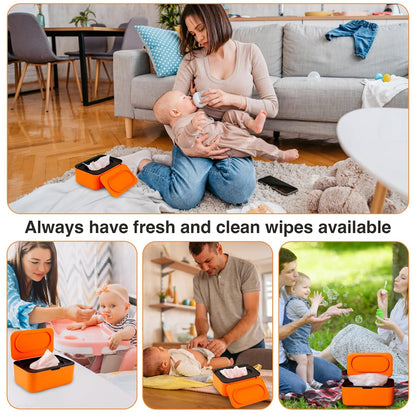 Baby Wipes Dispenser, Wipe Holder for Baby & Adult,Keeps Wet Tissue Fresh, Non-Slip Wipes Case,Easy Open & Close， Flushable Wipe Container with Sealing Design Lid