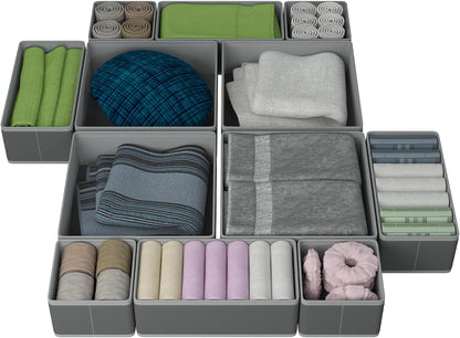 12 Pack Foldable Pink Drawer Organizers – Fabric Baby Clothes Organizer for Nursery Dresser & Closet | Pink Storage Bins, Drawer Dividers for Baby Clothes, Diapers, Socks & Toys