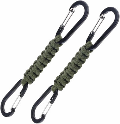 Paracord Keychain Carabiner with Double Hooks Hanger Stroller Hook for Camping Hiking Clip Water Bottle Keys Backpack Tools