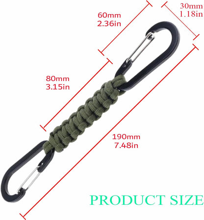 Paracord Keychain Carabiner with Double Hooks Hanger Stroller Hook for Camping Hiking Clip Water Bottle Keys Backpack Tools