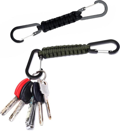 Paracord Keychain Carabiner with Double Hooks Hanger Stroller Hook for Camping Hiking Clip Water Bottle Keys Backpack Tools