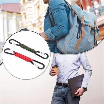 Paracord Keychain Carabiner with Double Hooks Hanger Stroller Hook for Camping Hiking Clip Water Bottle Keys Backpack Tools