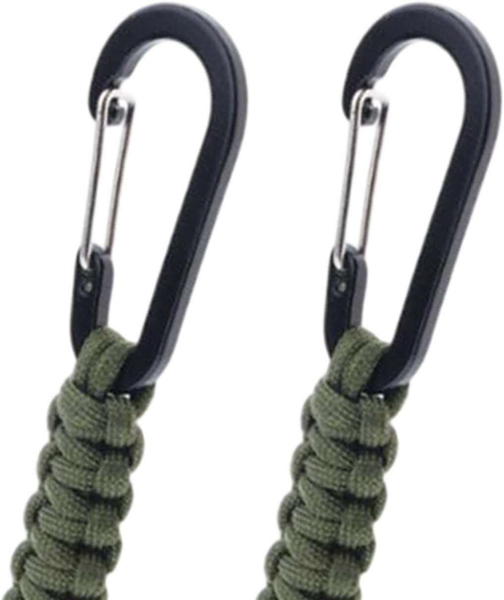 Paracord Keychain Carabiner with Double Hooks Hanger Stroller Hook for Camping Hiking Clip Water Bottle Keys Backpack Tools