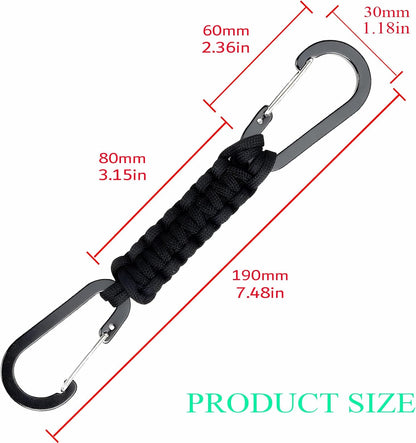 Paracord Keychain Carabiner with Double Hooks Hanger Stroller Hook for Camping Hiking Clip Water Bottle Keys Backpack Tools