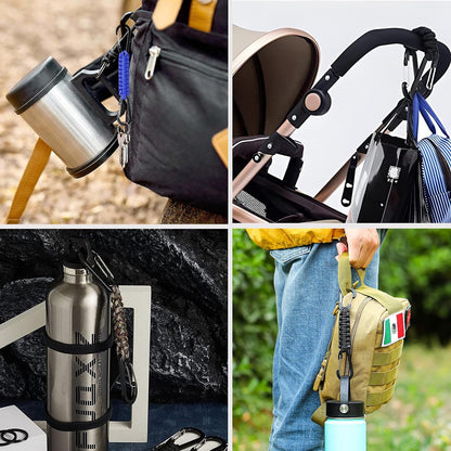 Paracord Keychain Carabiner with Double Hooks Hanger Stroller Hook for Camping Hiking Clip Water Bottle Keys Backpack Tools