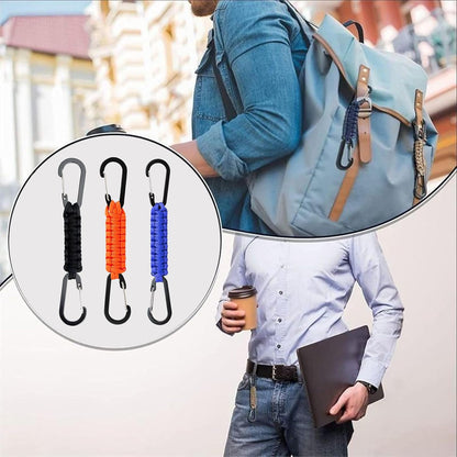 Paracord Keychain Carabiner with Double Hooks Hanger Stroller Hook for Camping Hiking Clip Water Bottle Keys Backpack Tools