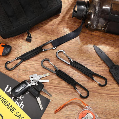 Paracord Keychain Carabiner with Double Hooks Hanger Stroller Hook for Camping Hiking Clip Water Bottle Keys Backpack Tools