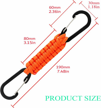 Paracord Keychain Carabiner with Double Hooks Hanger Stroller Hook for Camping Hiking Clip Water Bottle Keys Backpack Tools