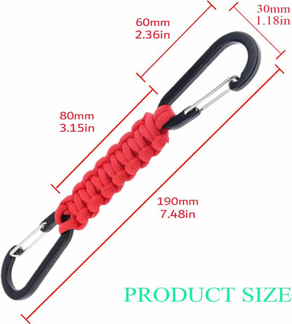 Paracord Keychain Carabiner with Double Hooks Hanger Stroller Hook for Camping Hiking Clip Water Bottle Keys Backpack Tools
