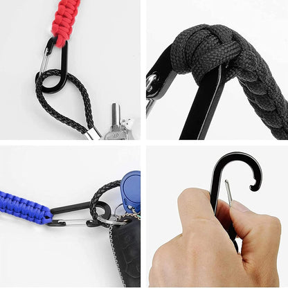 Paracord Keychain Carabiner with Double Hooks Hanger Stroller Hook for Camping Hiking Clip Water Bottle Keys Backpack Tools