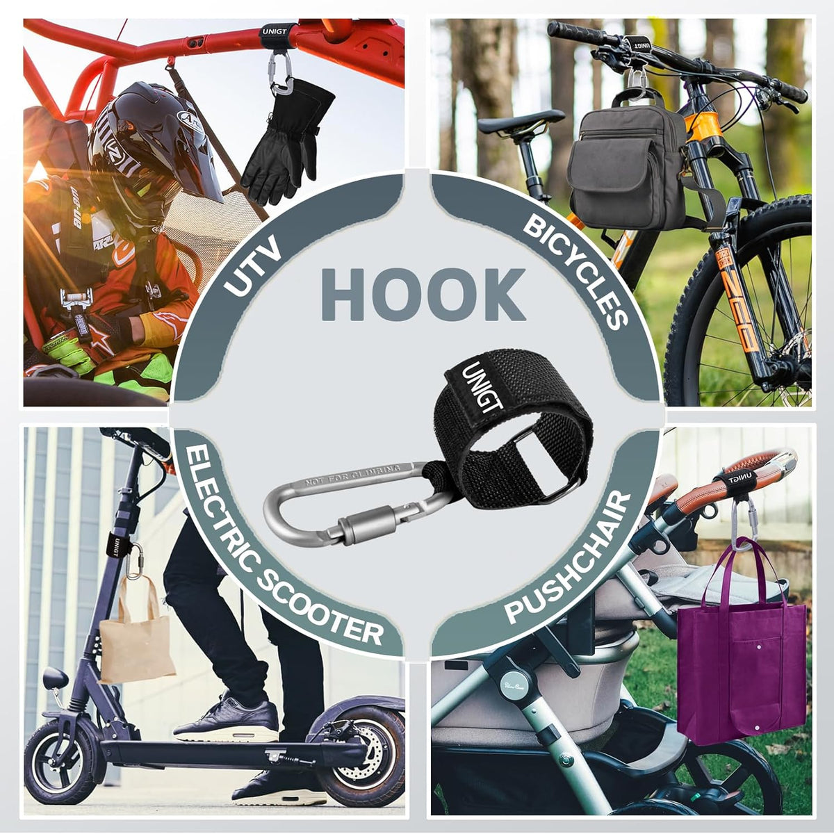 UNIGT 2 Pack UTV Hook for Hanging Headsets, Helmet and Goggles No-Slip
