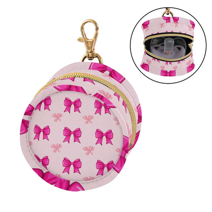 Bright Pink Bows Baby Pacifier Holder Case, Dustproof Portable Storage Box for Diaper Bag Purse, Pacifier Storage Container for Boys & Girls