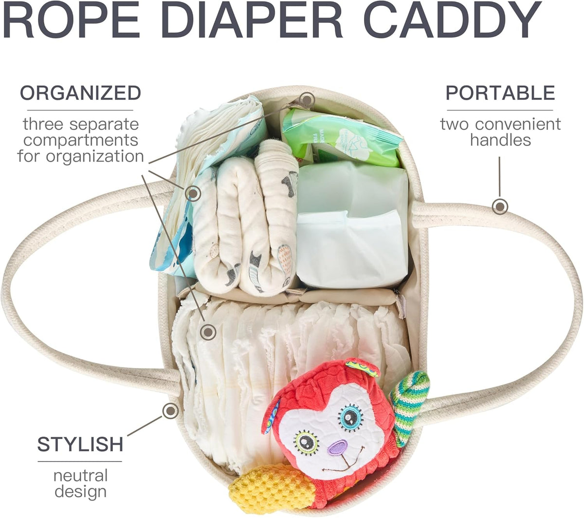 Diaper Caddy Organizer, Gift Basket for Baby Shower, Newborn Essentials
