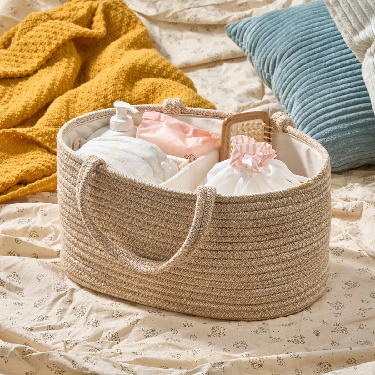 Diaper Caddy Organizer, Gift Basket for Baby Shower, Newborn Essentials
