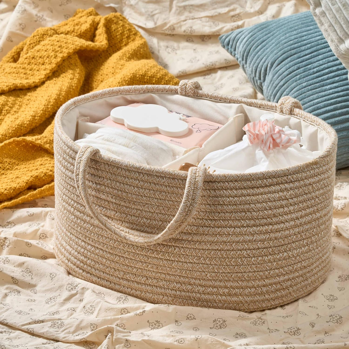 Diaper Caddy Organizer, Gift Basket for Baby Shower, Newborn Essentials