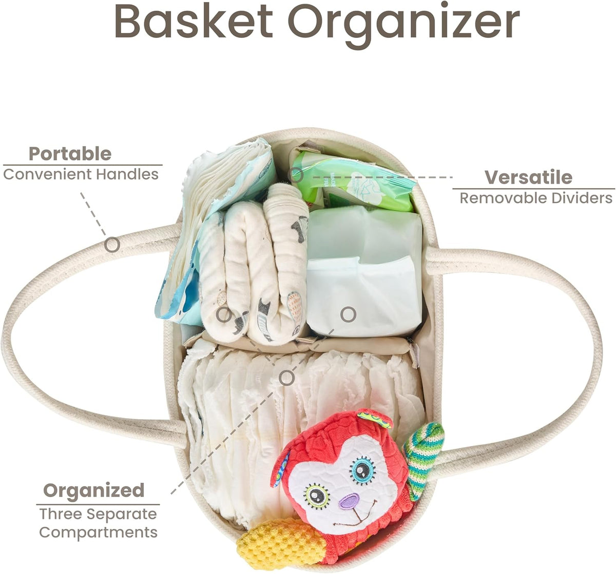 Diaper Caddy Organizer, Gift Basket for Baby Shower, Newborn Essentials