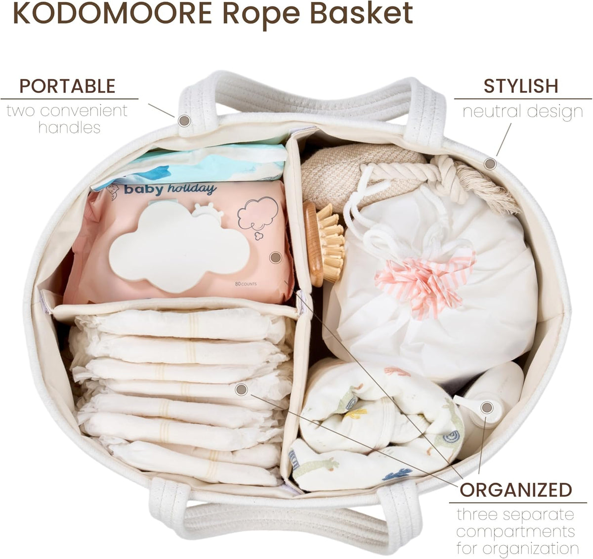 Diaper Caddy Organizer, Gift Basket for Baby Shower, Newborn Essentials