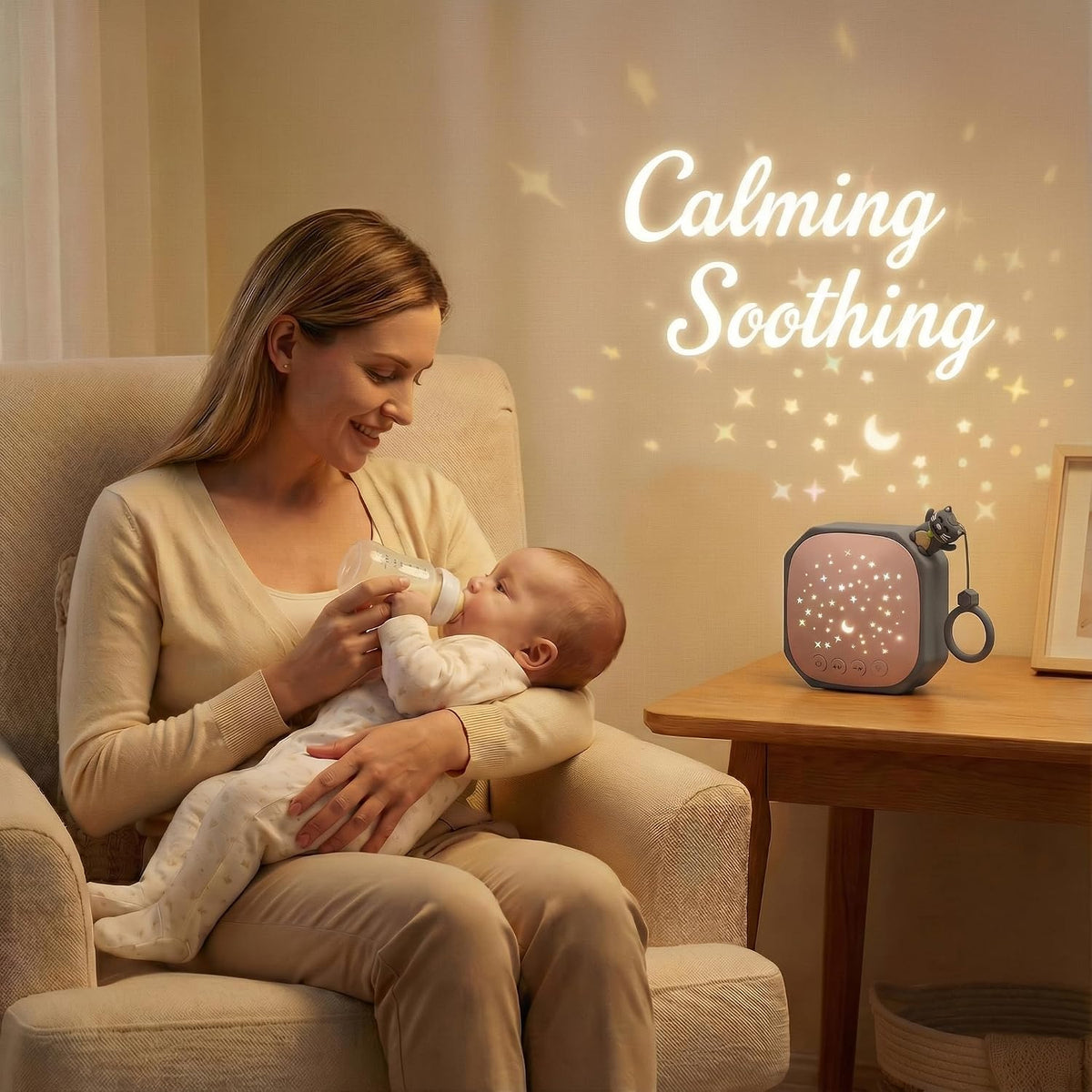 Portable Baby Sound Machine with Star Projector & White Noise Sleep Soother