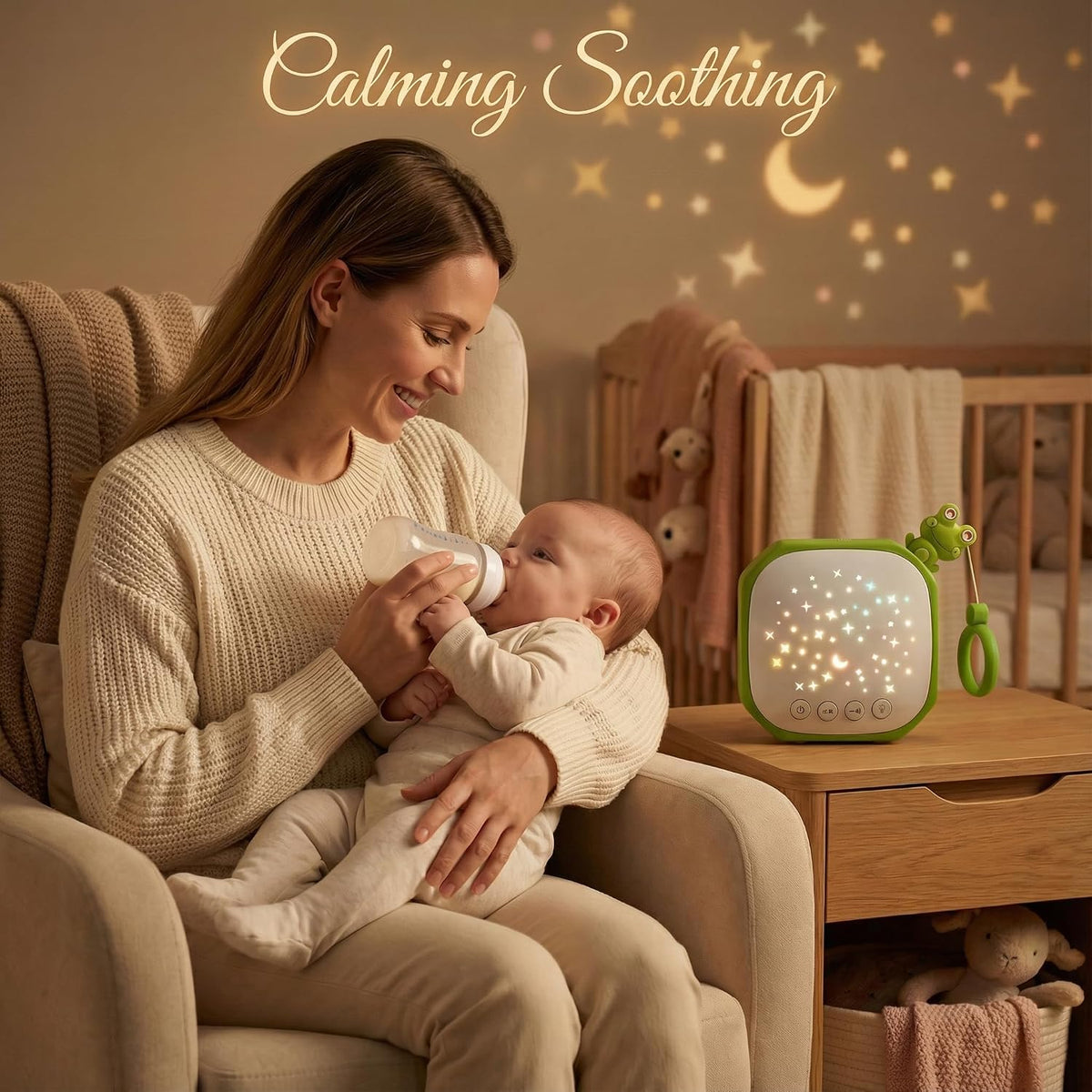 Portable Baby Sound Machine with Star Projector & White Noise Sleep Soother