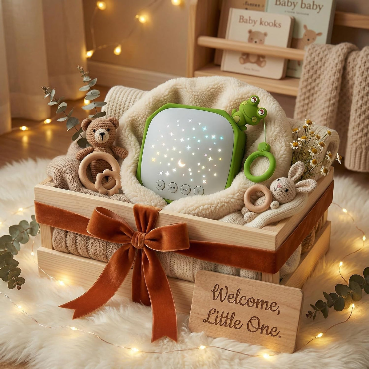 Portable Baby Sound Machine with Star Projector & White Noise Sleep Soother