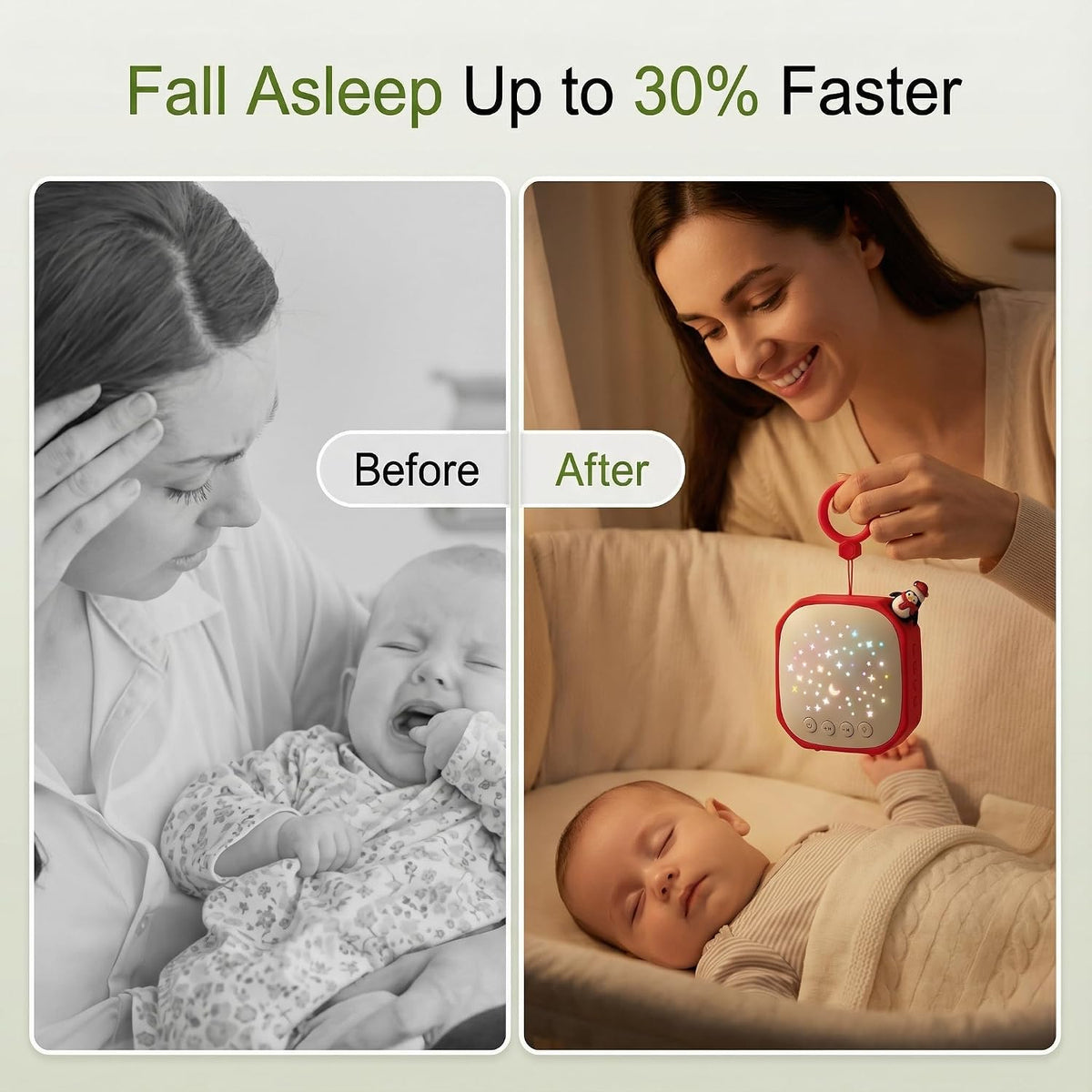 Portable Baby Sound Machine with Star Projector & White Noise Sleep Soother