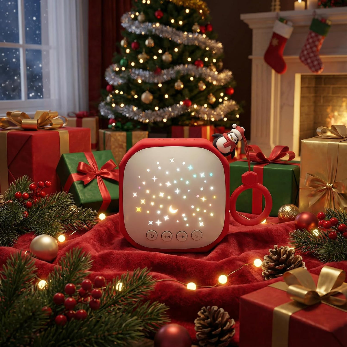 Portable Baby Sound Machine with Star Projector & White Noise Sleep Soother