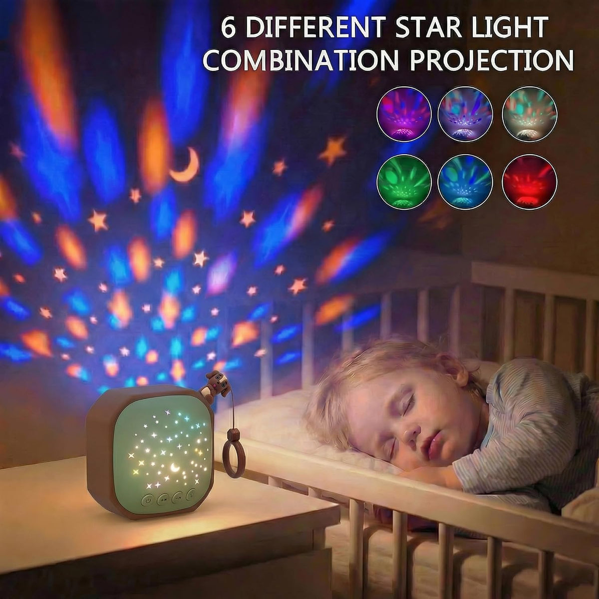 Portable Baby Sound Machine with Star Projector & White Noise Sleep Soother