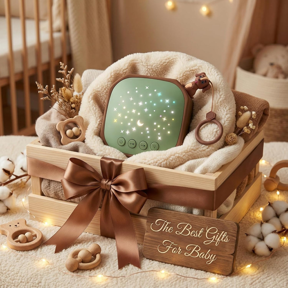 Portable Baby Sound Machine with Star Projector & White Noise Sleep Soother