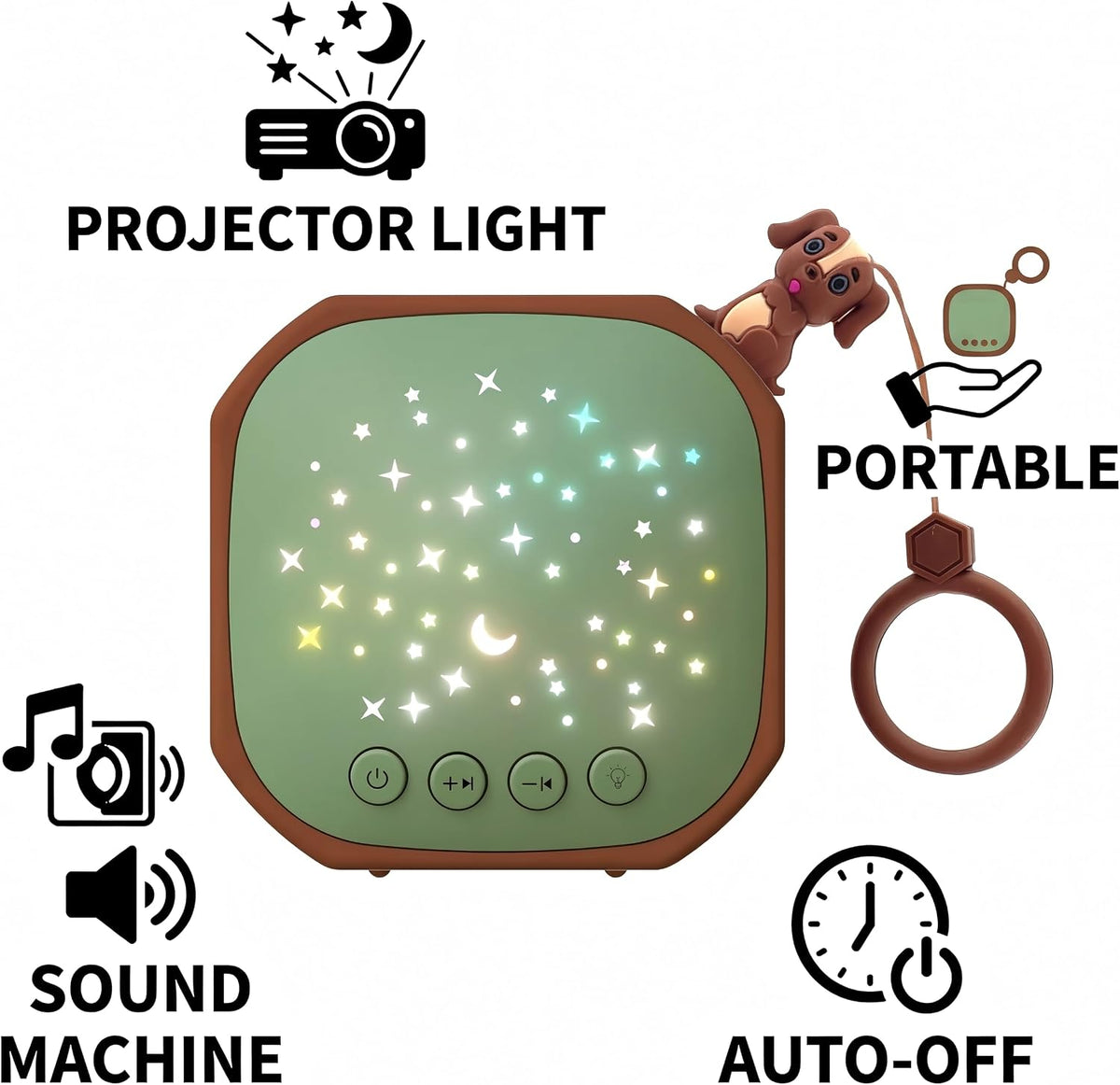 Portable Baby Sound Machine with Star Projector & White Noise Sleep Soother