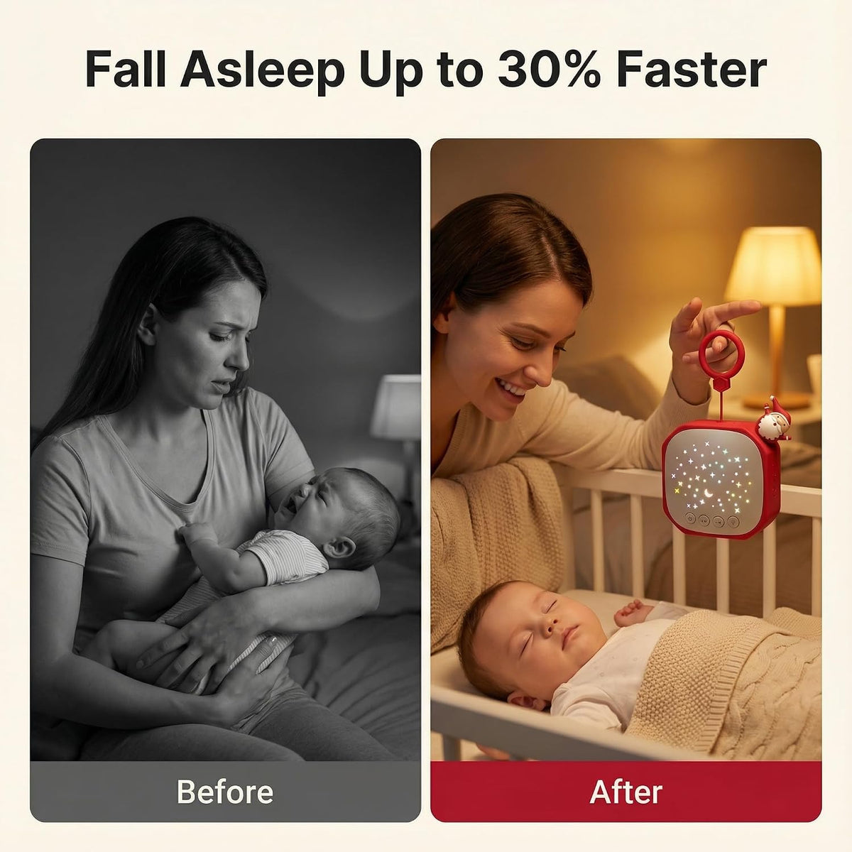 Portable Baby Sound Machine with Star Projector & White Noise Sleep Soother