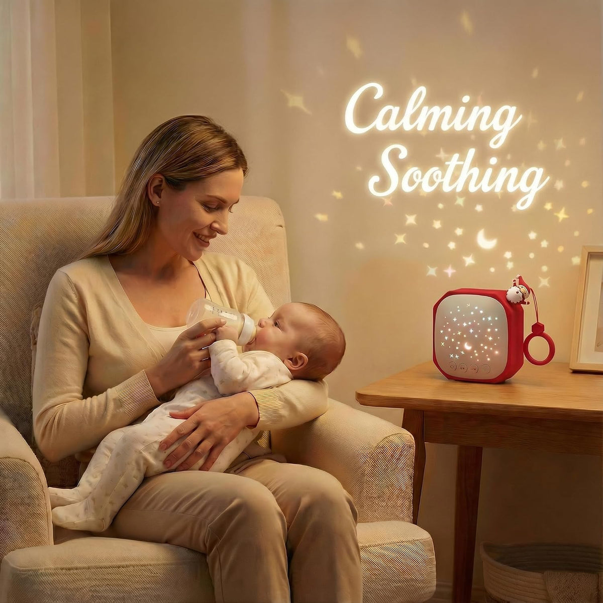 Portable Baby Sound Machine with Star Projector & White Noise Sleep Soother