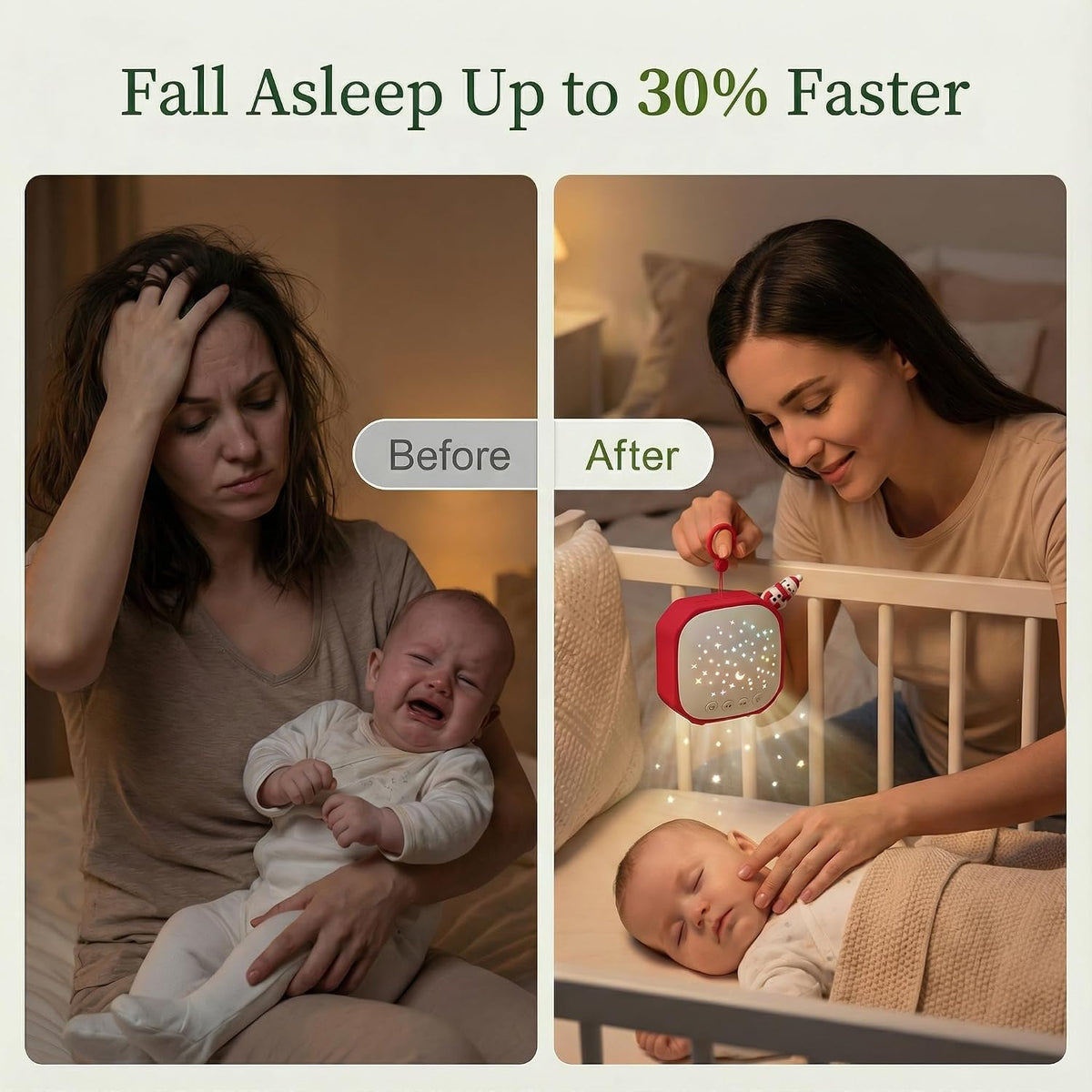 Portable Baby Sound Machine with Star Projector & White Noise Sleep Soother