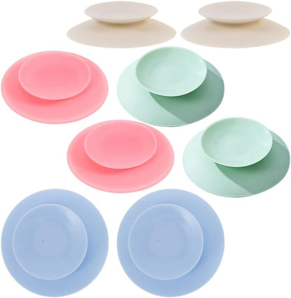 8pcs Double Sided Suction Cups Nonslip Silicone Plate Suckers Portable Utensil Rest Sucker Pads Fixing Tableware Accessories for Baby Elderly