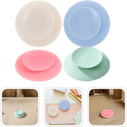 8pcs Double Sided Suction Cups Nonslip Silicone Plate Suckers Portable Utensil Rest Sucker Pads Fixing Tableware Accessories for Baby Elderly