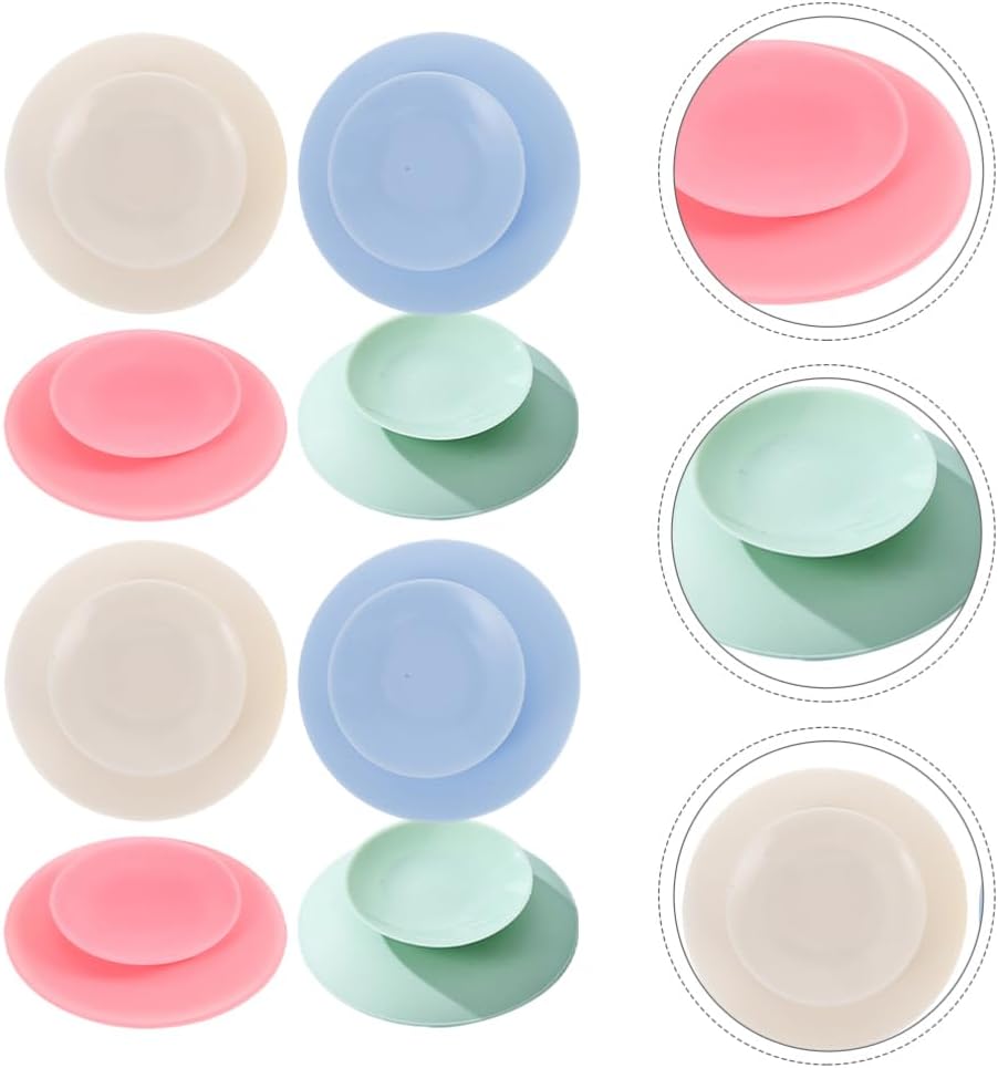 8pcs Double Sided Suction Cups Nonslip Silicone Plate Suckers Portable Utensil Rest Sucker Pads Fixing Tableware Accessories for Baby Elderly