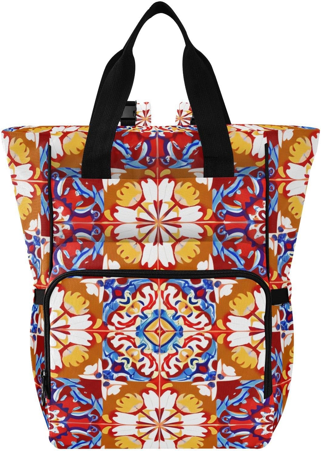 Diaper Bag Backpack, Multifunction Travel Bag for Moms Dads, Baby Changing Bag with Insulted Pockets, Stroller Straps and Side Bottle Pockets Crimson Bloom Pattern