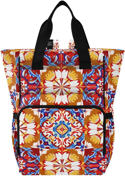 Diaper Bag Backpack, Multifunction Travel Bag for Moms Dads, Baby Changing Bag with Insulted Pockets, Stroller Straps and Side Bottle Pockets Crimson Bloom Pattern