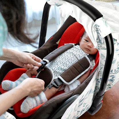 Car Seat Covers for Babies Girl Boy, Cozy Sun & Bug Cover, Infant Carseat Canopy Newborn Stroller Carrier Cover with Breathable Zipper Peep Window, Green Leaf