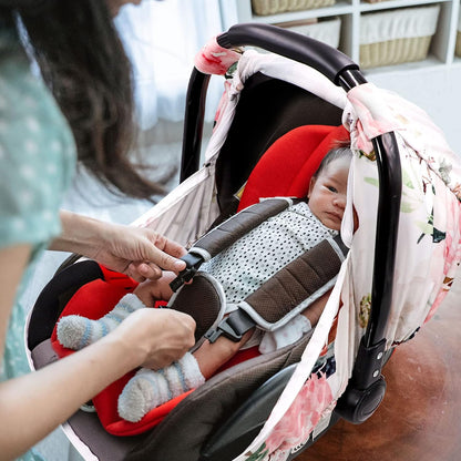 Car Seat Covers for Babies Girl Boy, Cozy Sun & Bug Cover, Infant Carseat Canopy Newborn Stroller Carrier Cover with Breathable Zipper Peep Window, Green Leaf