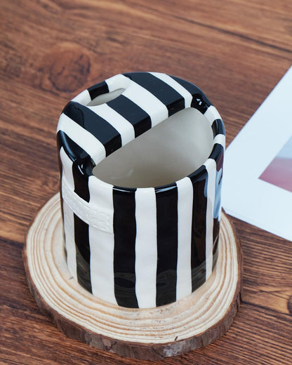 Coffee Mug Espresso Cup 10oz Ceramic Coffee Mugs Porcelain Coffee Cup Hand-Painted Striped Art Multiple Use for Kitchen, Dining-Green