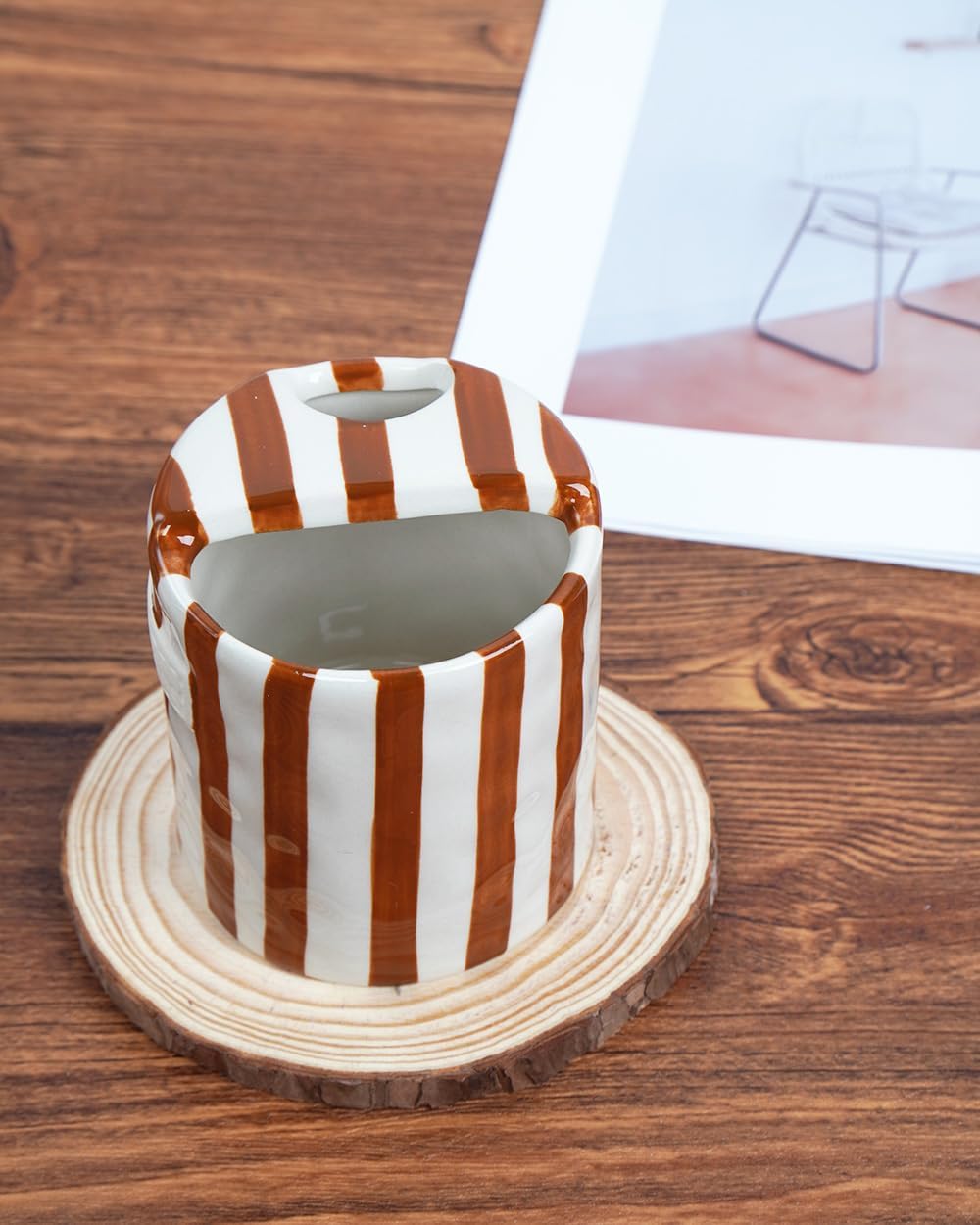 Coffee Mug Espresso Cup 10oz Ceramic Coffee Mugs Porcelain Coffee Cup Hand-Painted Striped Art Multiple Use for Kitchen, Dining-Green