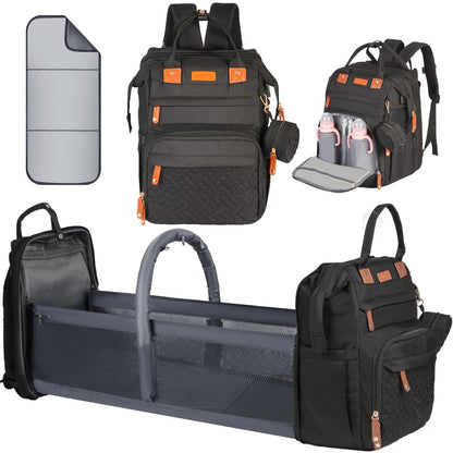 Diaper Bag Backpack with Changing Station, Black